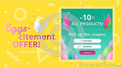 Easter Offer Landing Page Header Template Vector Illustration